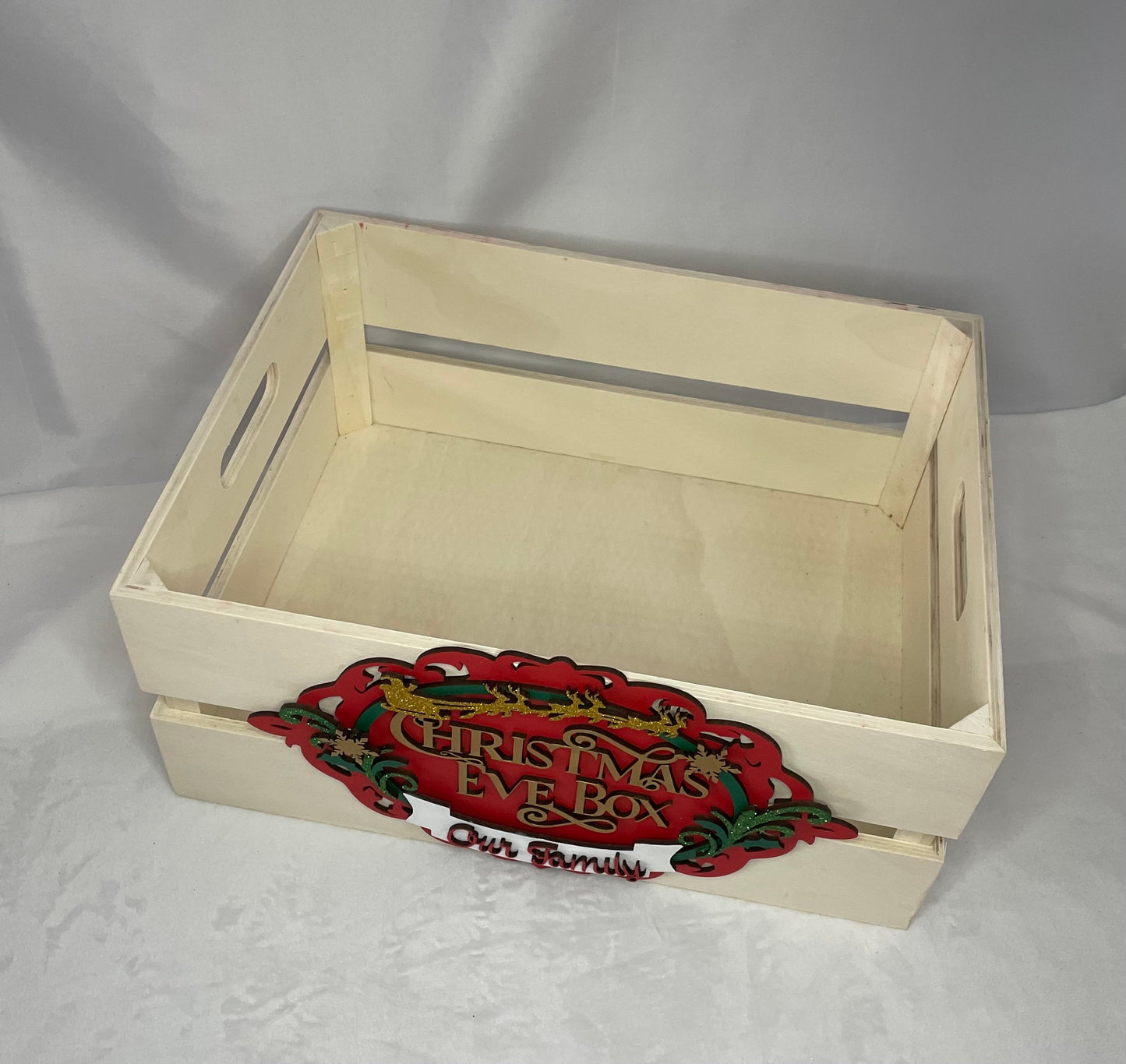 handmade family Christmas Eve Box / crate