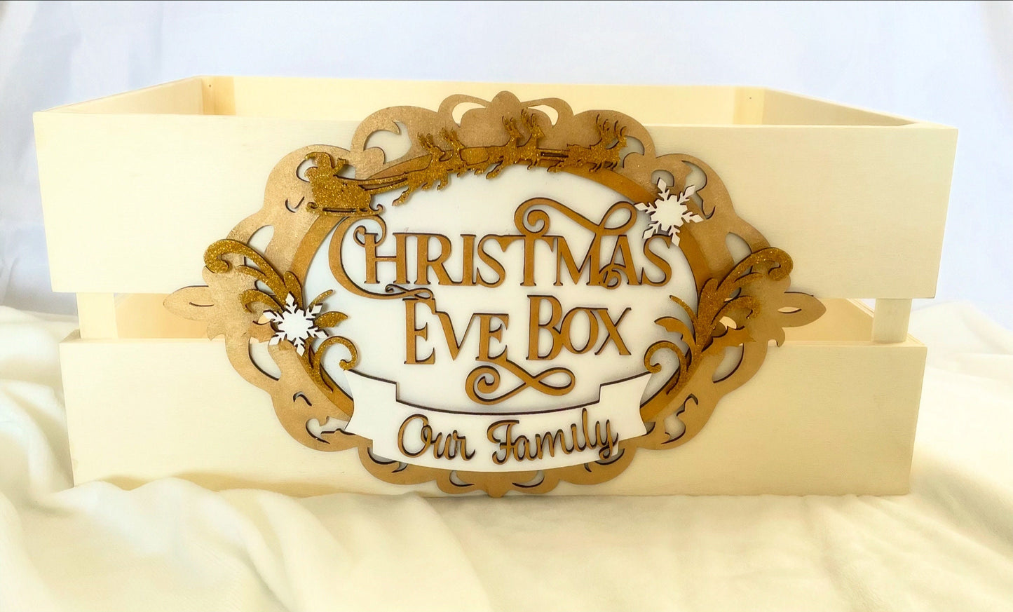 handmade family Christmas Eve Box / crate