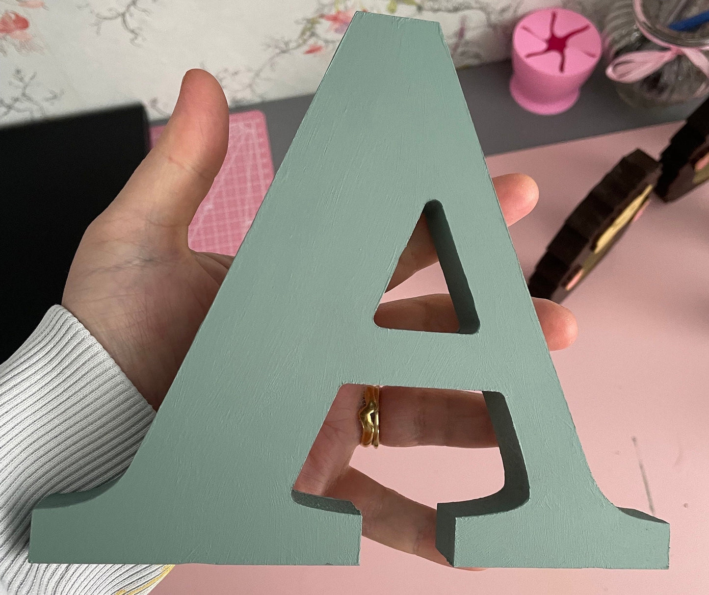 Freestanding wood letters
