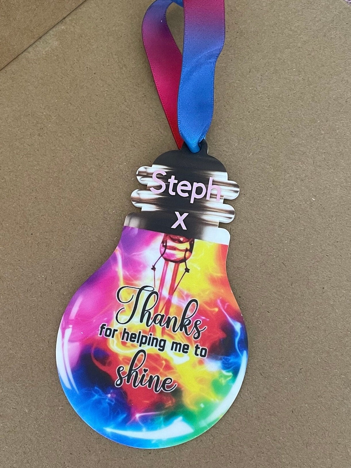 Personalised light bulb teacher gift