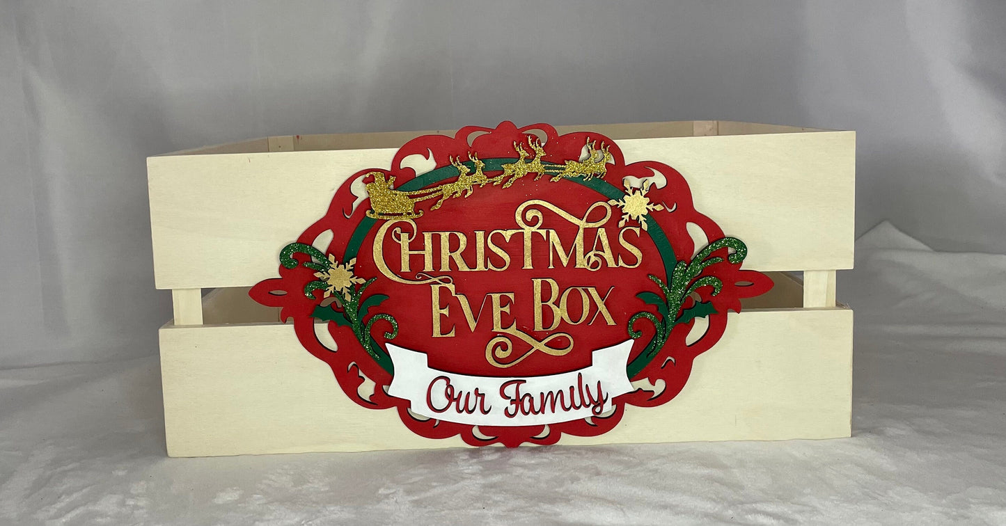 handmade family Christmas Eve Box / crate