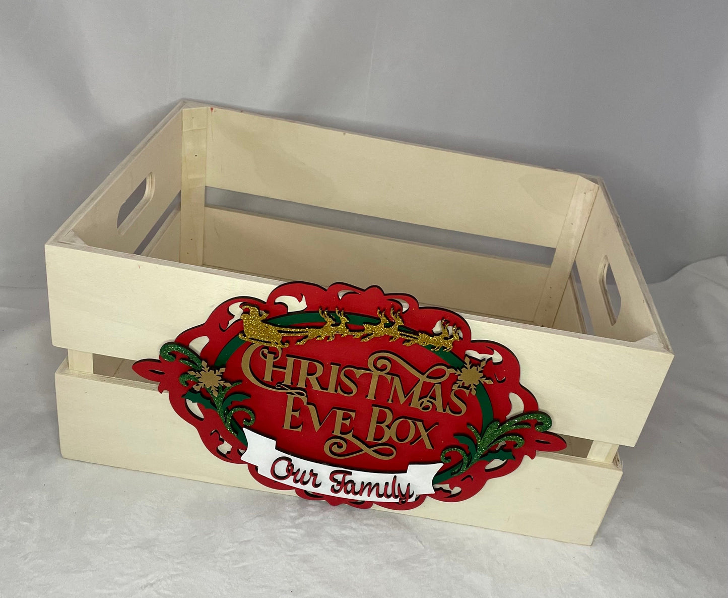 handmade family Christmas Eve Box / crate