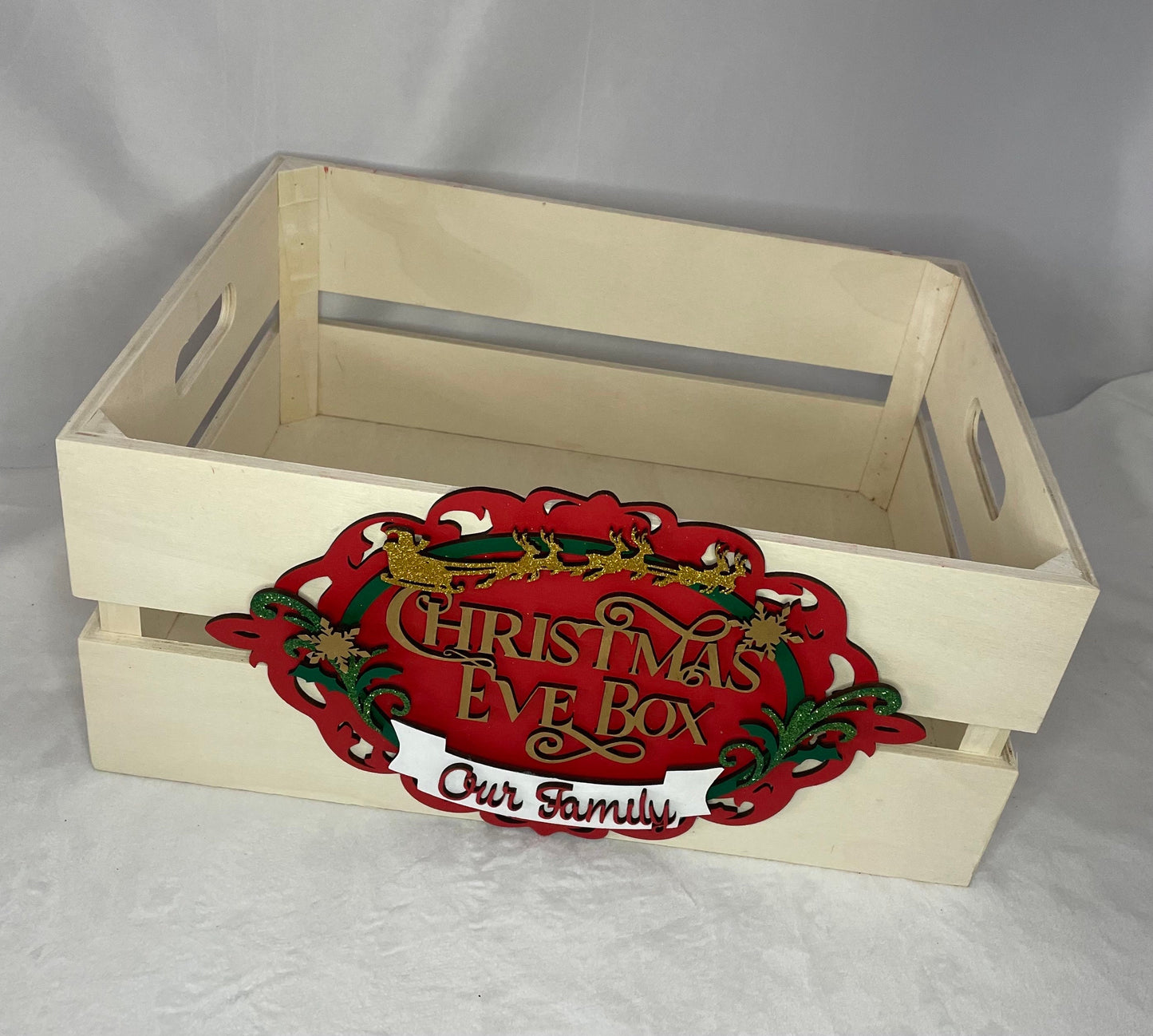 handmade family Christmas Eve Box / crate
