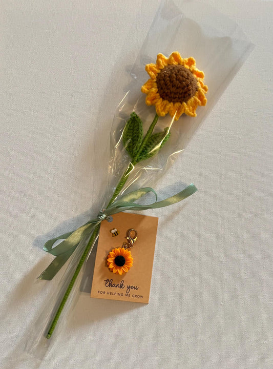 Crochet sunflower teacher gift
