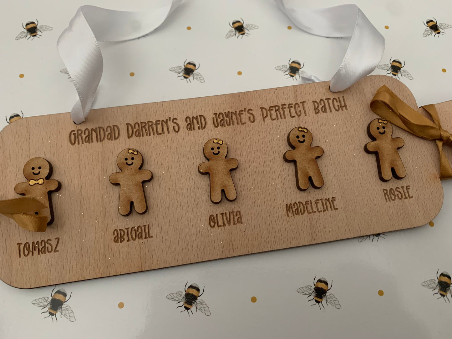 Personalised wood gingerbread rolling pin plaque