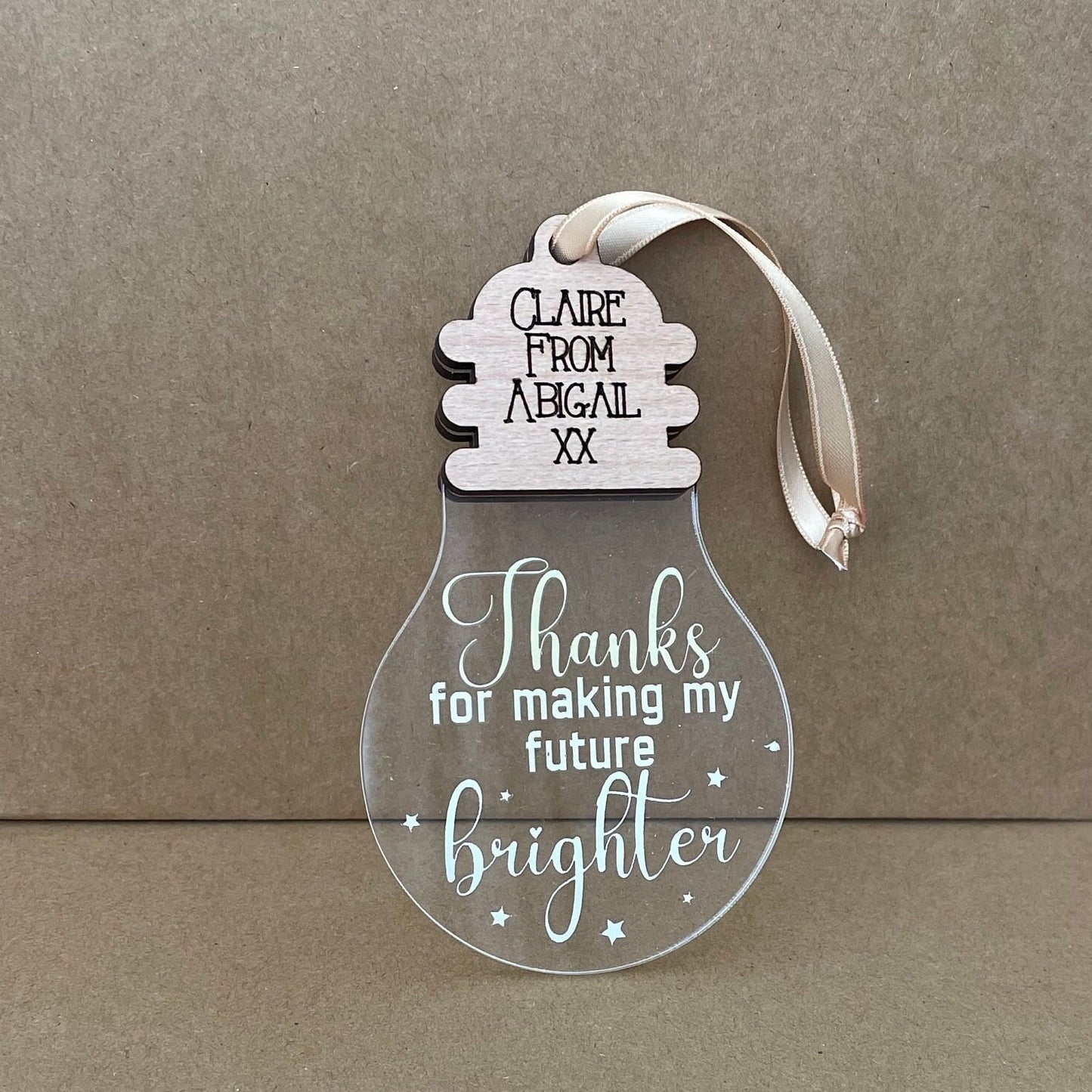 Personalised light bulb teacher gift