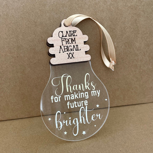 Personalised light bulb teacher gift