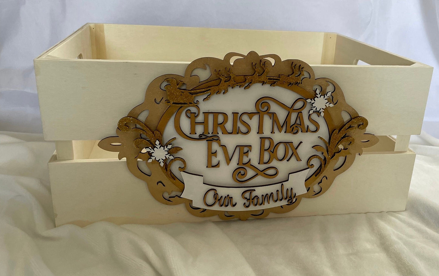 handmade family Christmas Eve Box / crate