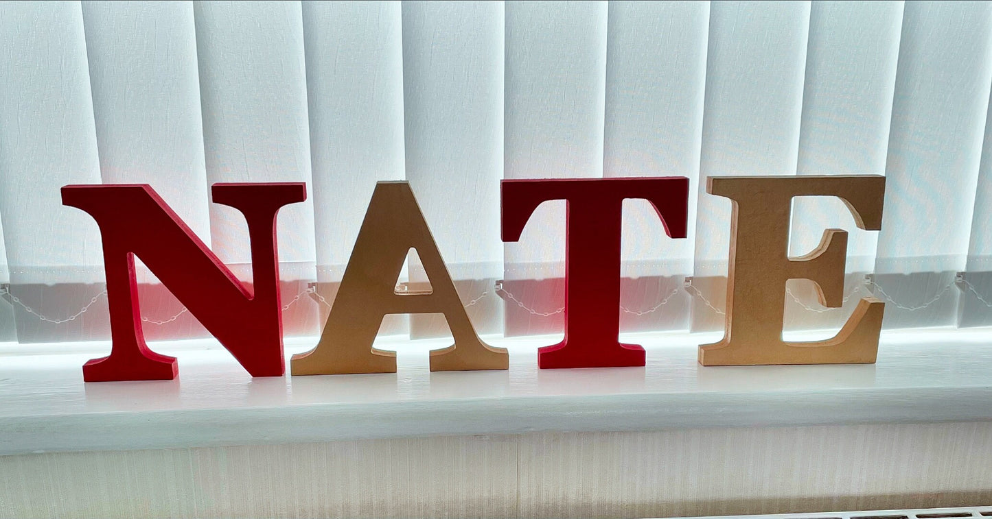 Freestanding wood letters