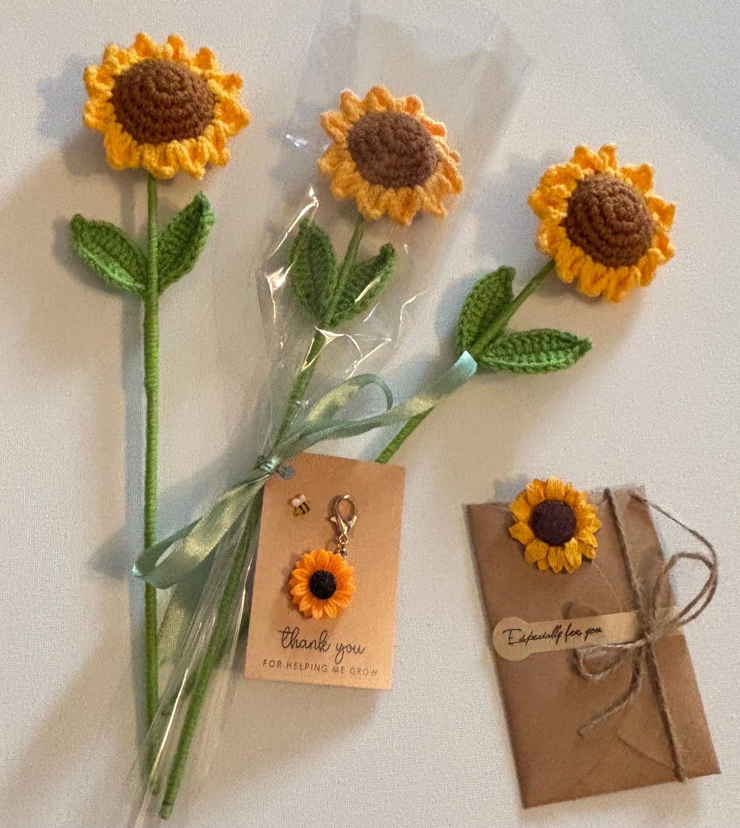Crochet sunflower teacher gift