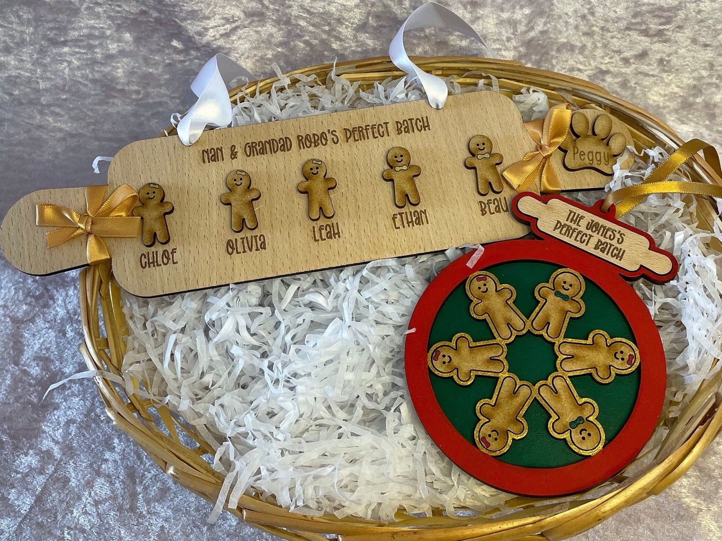 Personalised wood gingerbread rolling pin plaque
