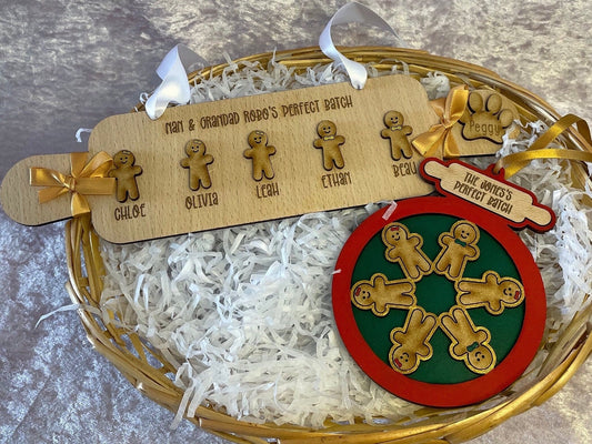 Personalised wood gingerbread rolling pin plaque