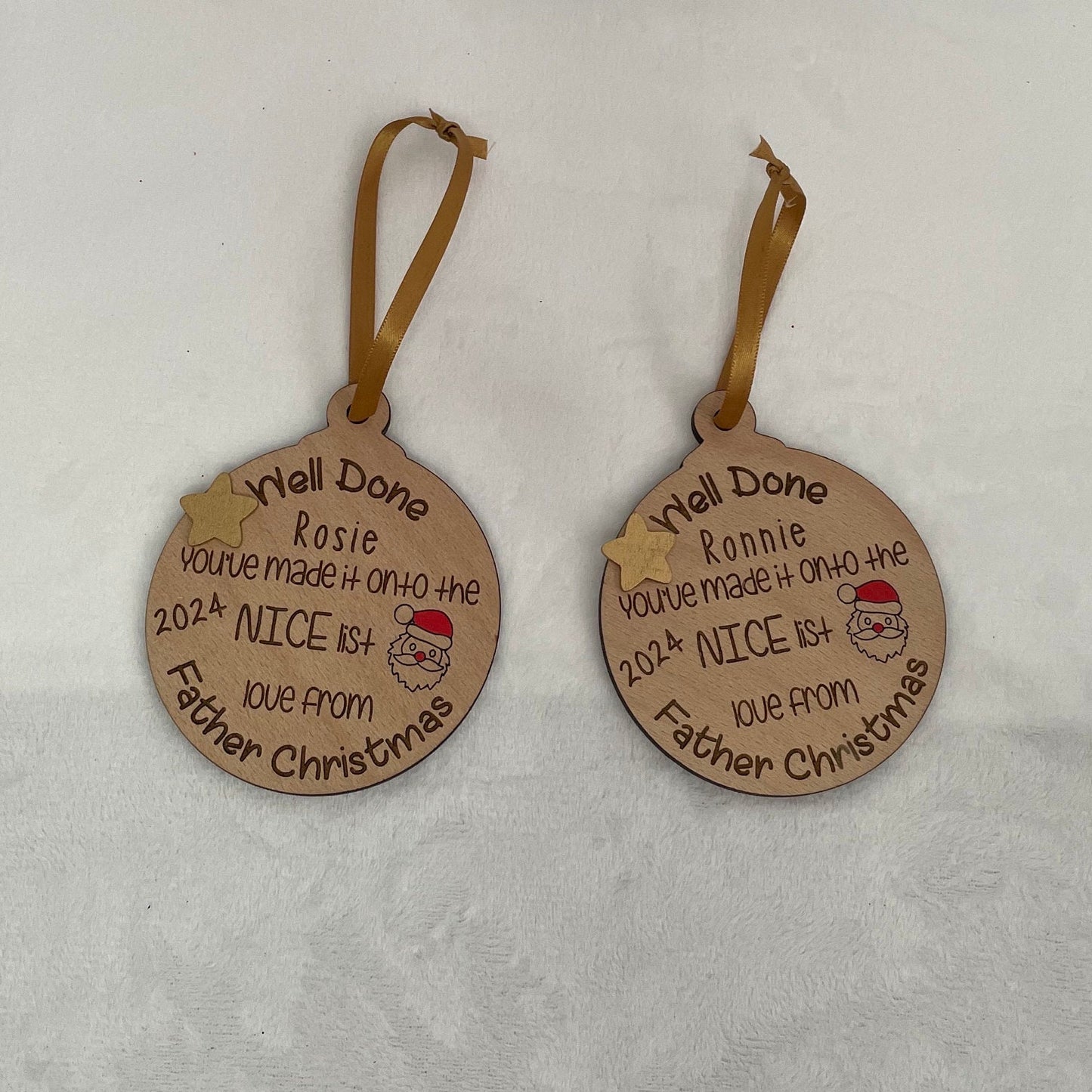Personalised nice list bauble/ medal