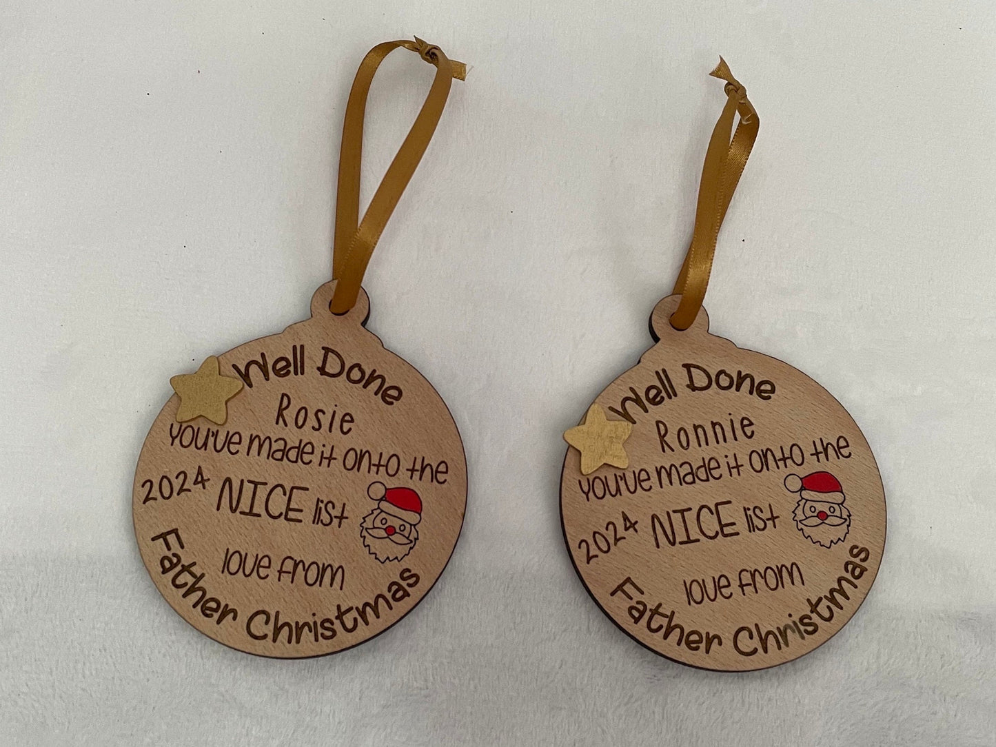 Personalised nice list bauble/ medal