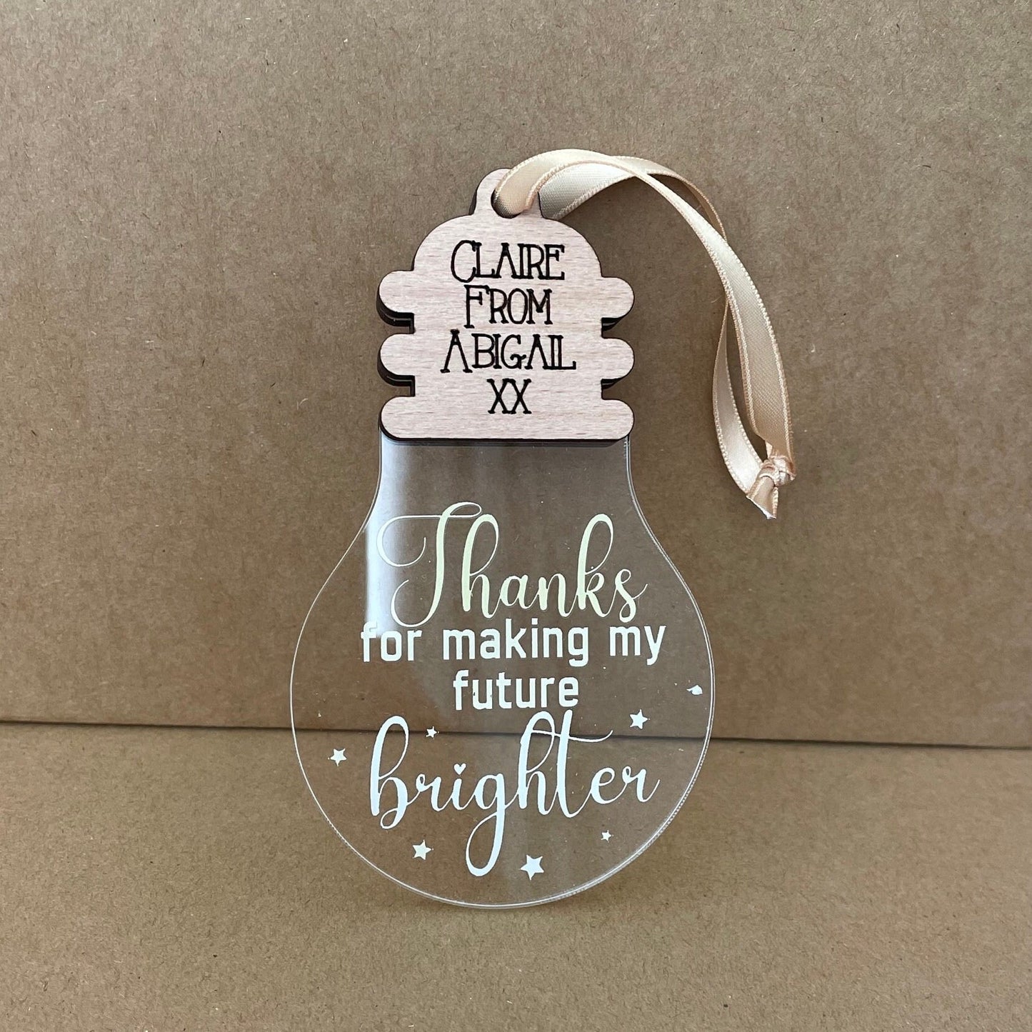 Personalised light bulb teacher gift