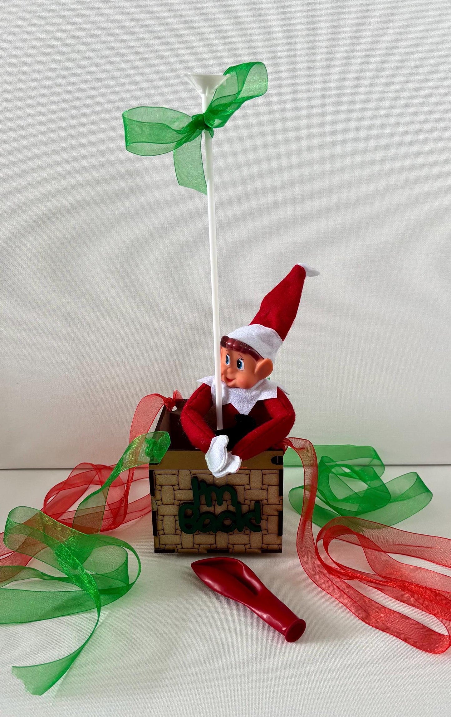 Christmas elf arrival hot air balloon
