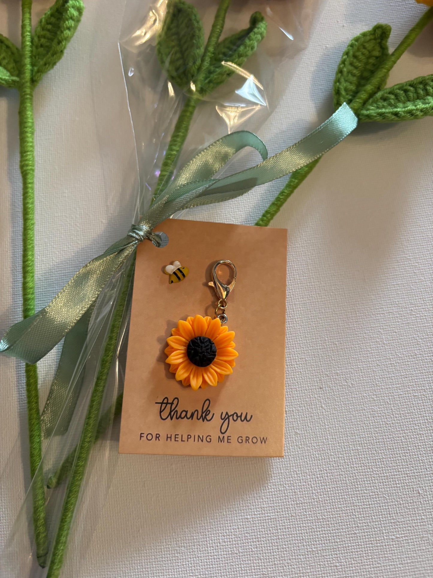 Crochet sunflower teacher gift