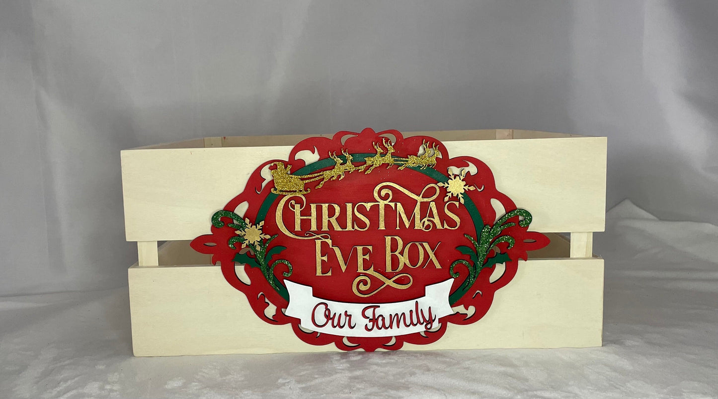 handmade family Christmas Eve Box / crate