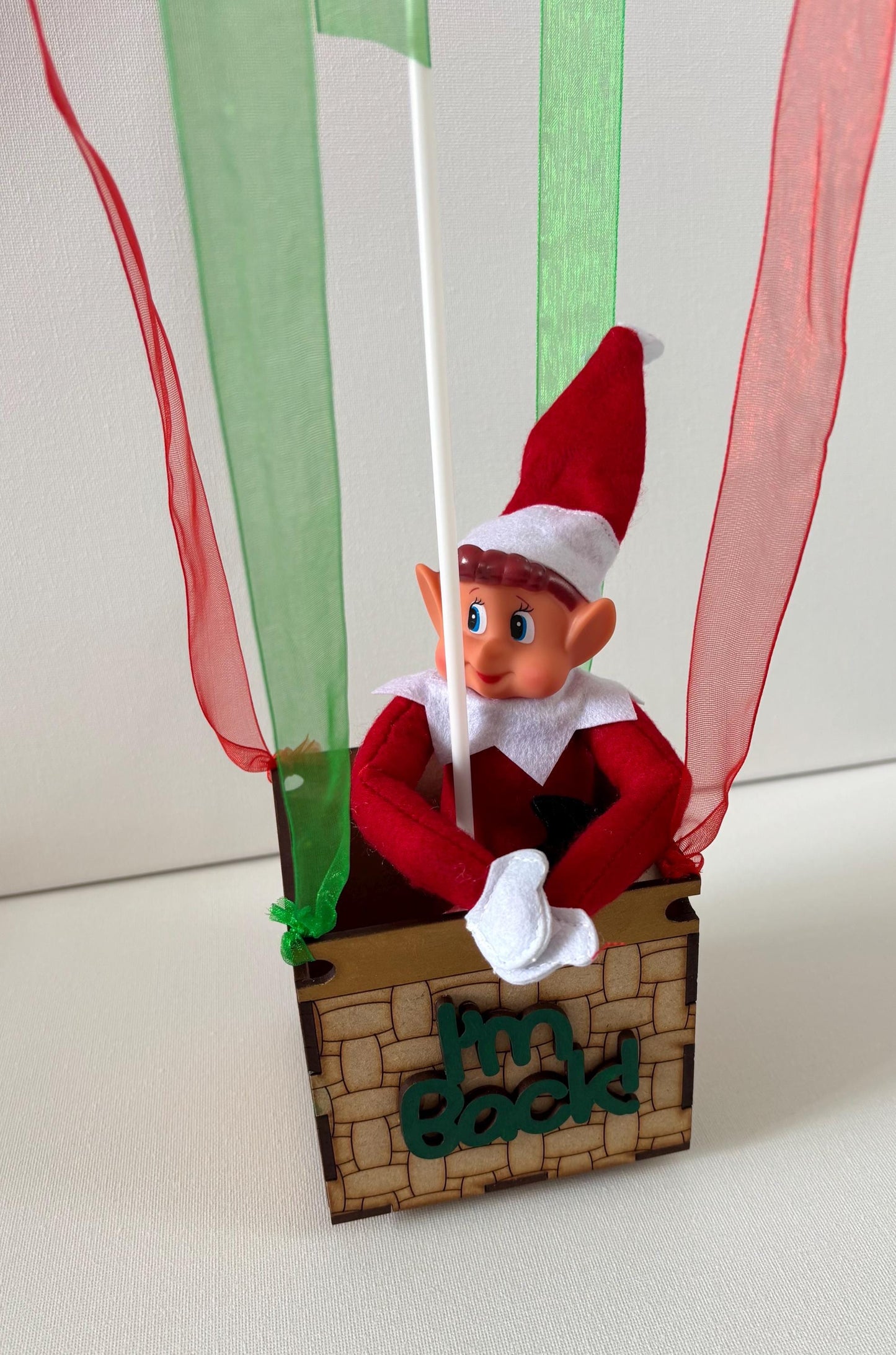 Christmas elf arrival hot air balloon