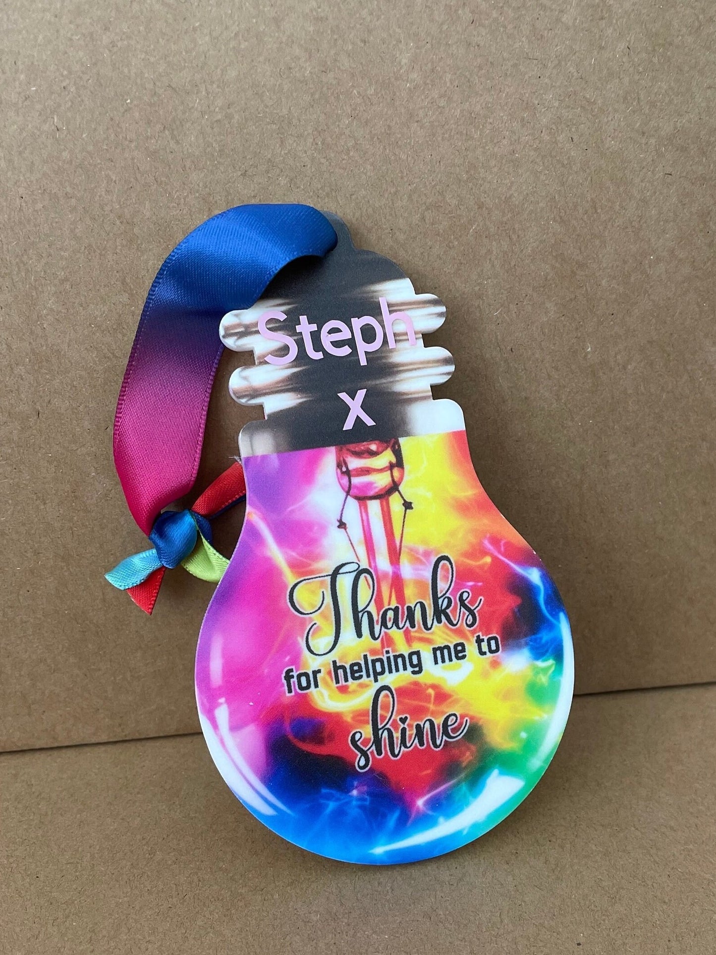 Personalised light bulb teacher gift