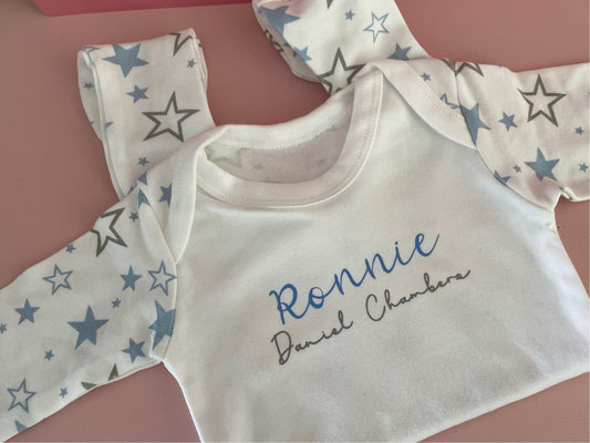 Personalised Christmas and other baby romper suits/baby grows
