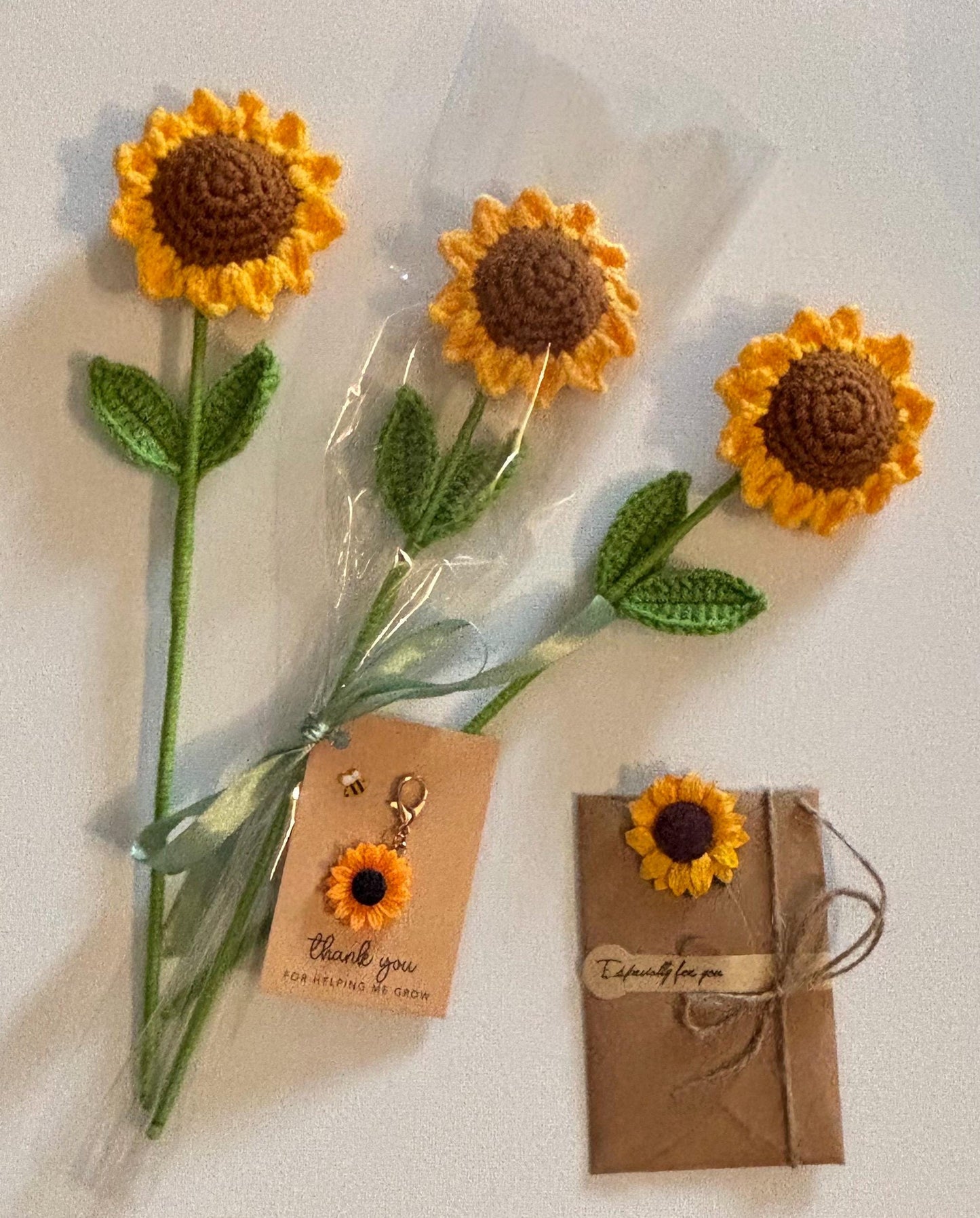 Crochet sunflower teacher gift