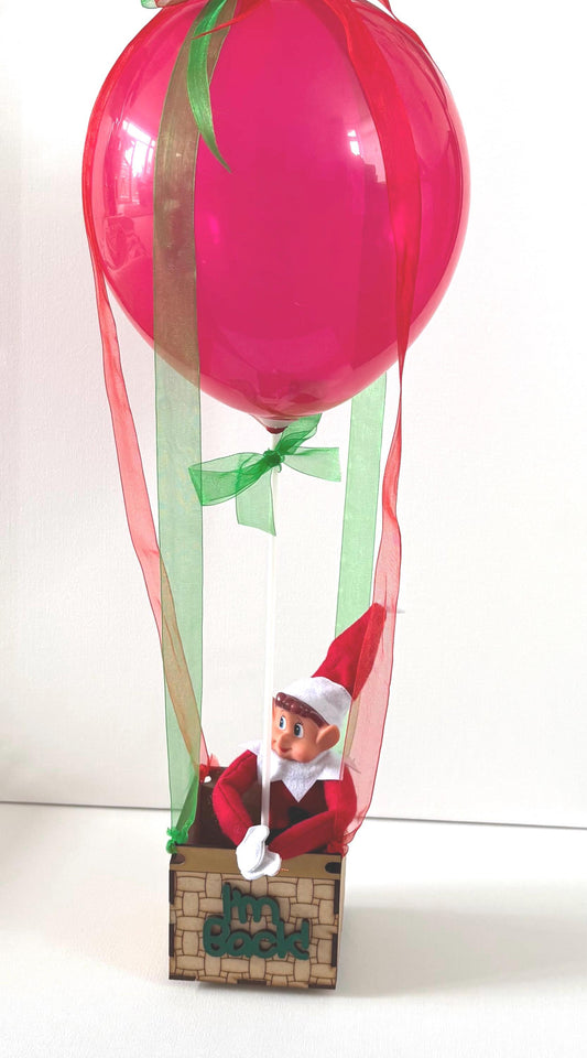 Christmas elf arrival hot air balloon