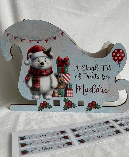 personalised wood Christmas advent calendar