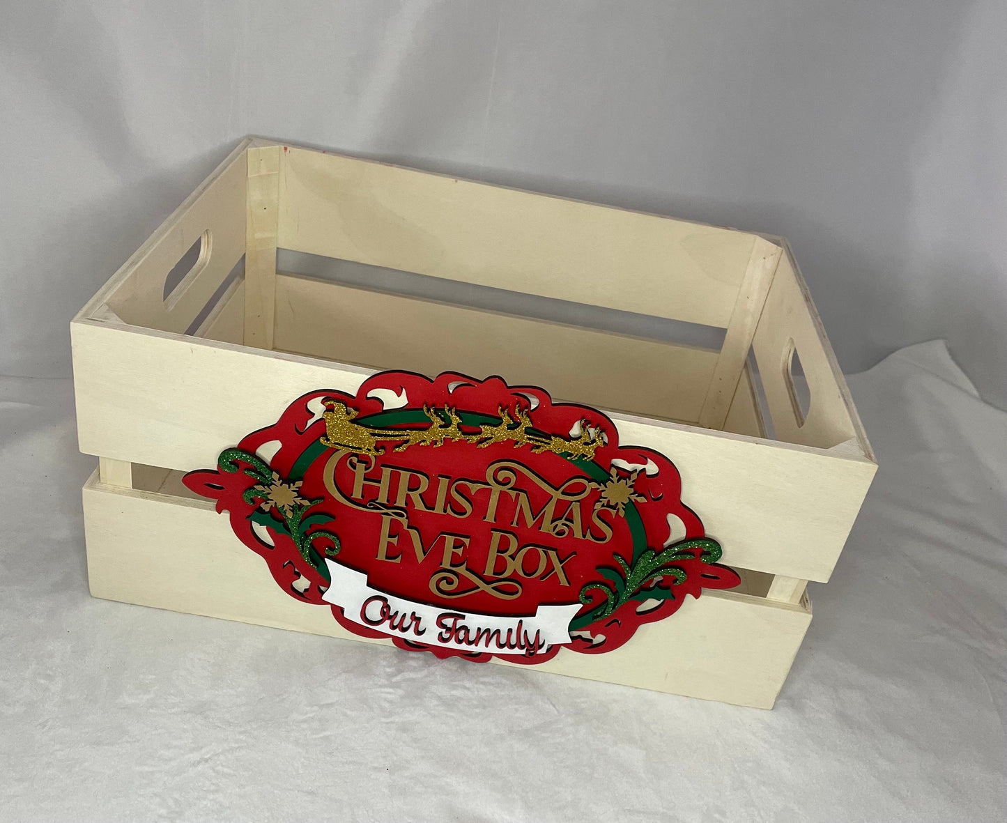 handmade family Christmas Eve Box / crate