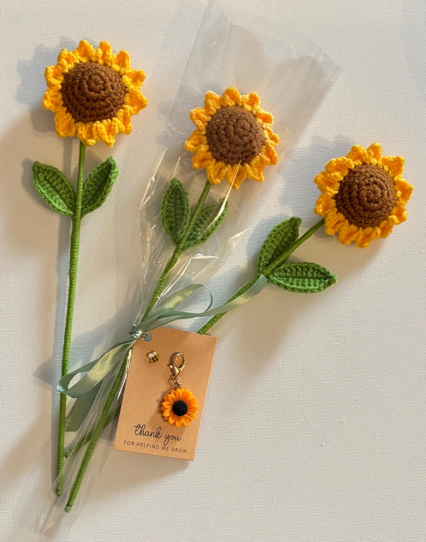 Crochet sunflower teacher gift