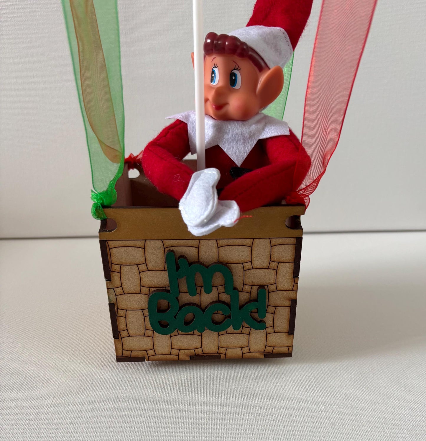 Christmas elf arrival hot air balloon