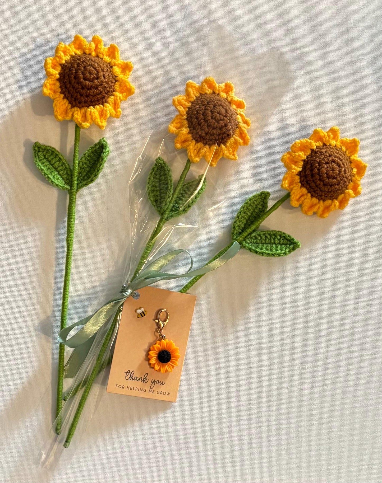 Crochet sunflower teacher gift