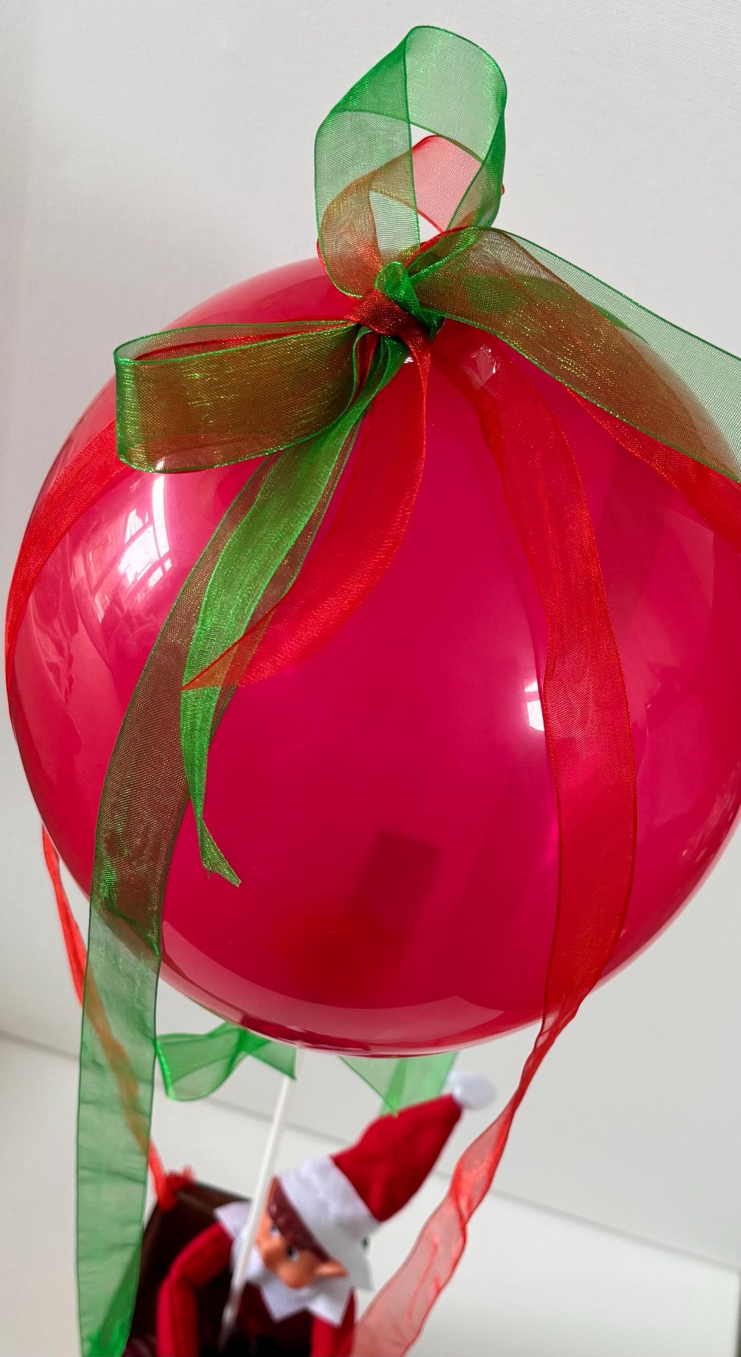 Christmas elf arrival hot air balloon