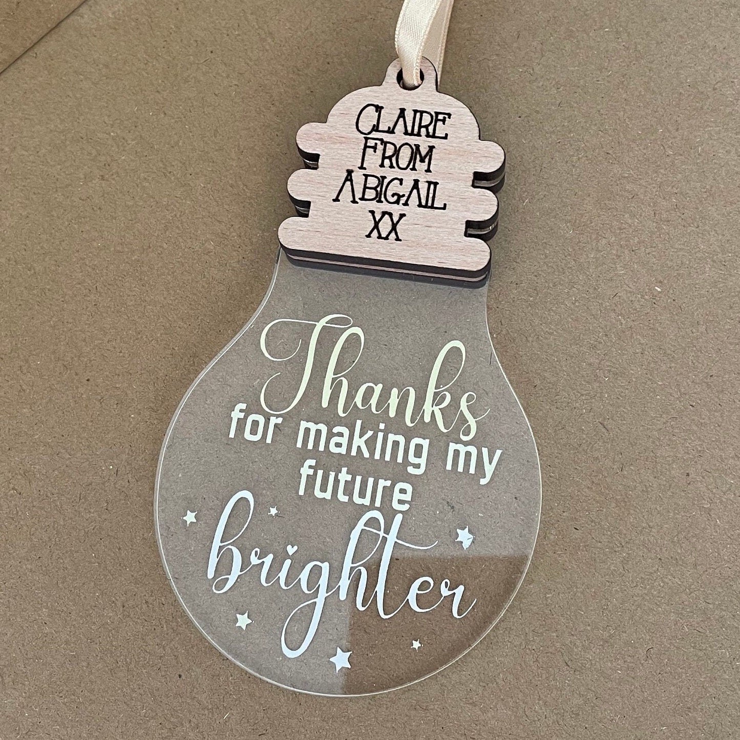 Personalised light bulb teacher gift