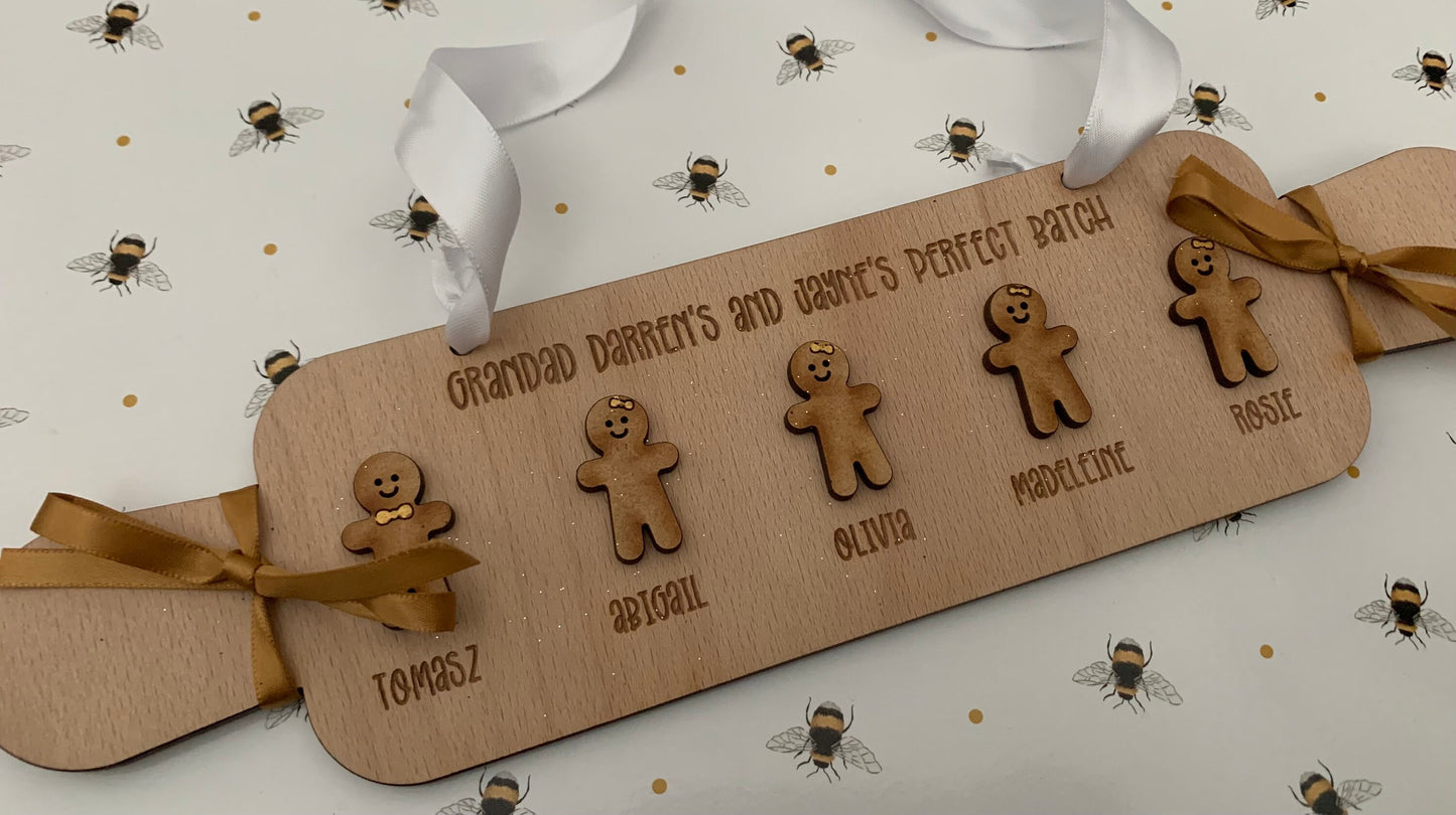 Personalised wood gingerbread rolling pin plaque